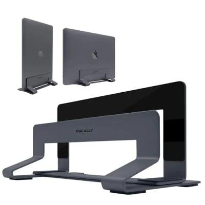 Abbildung von Macally Vertical Laptop Stand for Desk Space Adjustable Cradle Holder Apple MacBook Pro Air/Asus Chromebook Flip Samsung Notebook 9 Lenovo ThinkPad Dell XPS Acer Switch