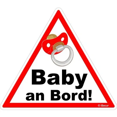 Abbildung von easydruck24de 1 Auto Aufkleber Baby an Bord I kfz_223 16 x 14 cm groß Mädchen Sticker mit Schnuller Hinweis Achtung Vorsicht dreieckig wetterfest