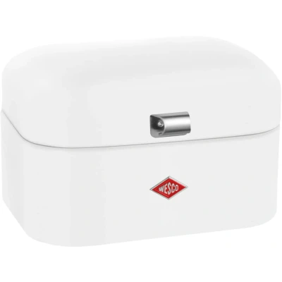 Abbildung von WESCO Single Grandy Brotkasten in der Farbe weiß matt, pulverbeschichtetes Stahlblech, Lüftungslöcher und stabiler Handgriff