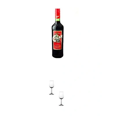 Abbildung von Cynar Artischocken Bitter aus Italien 0,7 Liter + Nosing Gläser Kelchglas Bugatti mit Eichstrich 2cl und 4cl 2 Stück