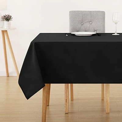Abbildung von Deconovo Tischdecke Wasserabweisend Tischwäsche Lotuseffekt Tischtücher, 130x220 cm, Schwarz, 1 Stück