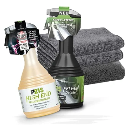 Abbildung von detailmate Felgenreinigung und Pflege Bundle: Dr. Wack P21S HIGH END Felgenreiniger 0,75L + Felgen Detailer 0,5L 3X Mikrofasertücher Auto Reinigung