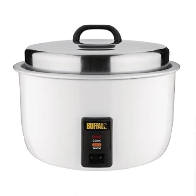 Abbildung von Buffalo 2.95kW Gewerblicher Hochleistungs Reiskocher 10Ltr Weiß Antihaft Innentopf Automatische Umschaltung von Kochen auf Warmhalten Reiskapazität: 23 Liter gekocht / 10 trocken CB944