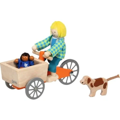 Abbildung von goki Biegepuppe Lastenfahrrad mit 2 Biegepuppen und Hund (Packung, 4 tlg., set), Kreativer Spielspaß