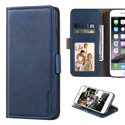 Abbildung von Schutzhülle für BQ Aquaris X View, Leder, Brieftaschen mit Bargeld und Kartenfächern, weiches TPU, Magnetverschluss, Pro (blau)