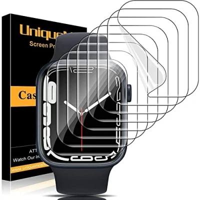 Abbildung von UniqueMe für Apple Watch Series 3/2/1 38 mm Schutzfolie 8 Stück, Flexible TPU, iwatch Displayschutz, Blasenfreie, Weich HD Klar Displayfolie, Volle Abdeckung, Anti Staub