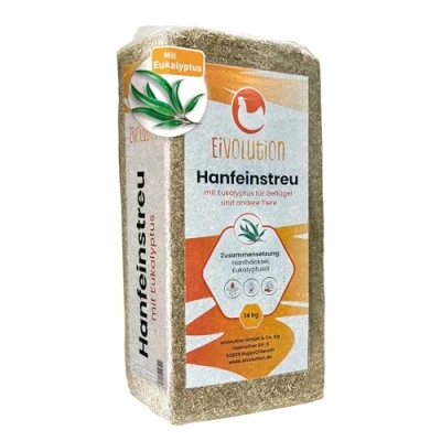 Abbildung von eivolution Hanfeinstreu mit Eukalyptus 14 KG Für Hühner, Nager wie Meerschweinchen und Kaninchen &amp; Pferde Extrem Saugfähig Staubarm EIN gutes Stallklima