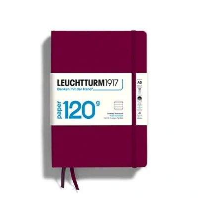 Abbildung von LEUCHTTURM1917 363536 Notizbuch Medium (A5) 120 g/m² Paper Edition, Hardcover, 203 nummerierte Seiten, Port Red, liniert