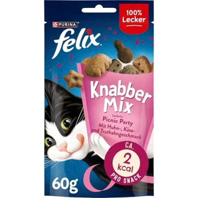 Abbildung von FELIX KnabberMix Picnic Party Katzensnack, Knusper Leckerlie mit 3 Geschmacksrichtungen, 8er Pack (8 x 60g)