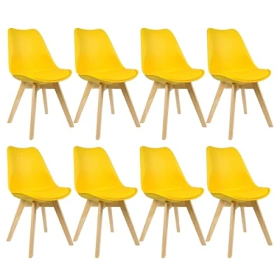 Abbildung von WOLTU 8er Set Esszimmerstühle Küchenstuhl Design Stuhl Esszimmerstuhl Kunstleder Holz Gelb EZS69gb 8