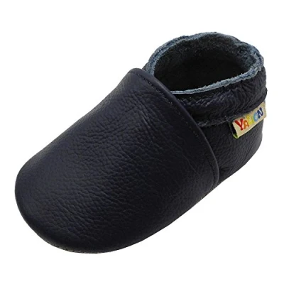 Abbildung von YALION Baby Weicher Leder Lauflernschuhe Krabbelschuhe Babyschuhe Babyhausschuhe, Marineblau, 24 25 EU