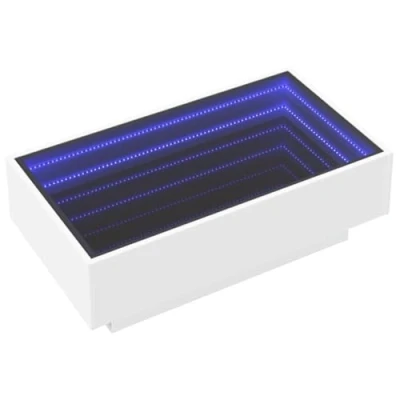 Abbildung von vidaXL LED Couchtisch, Beistelltisch mit Infinity Spiegel, Kaffeetisch Sofatisch für Wohnzimmer, Wohnzimmertisch, Weiß Holzwerkstoff