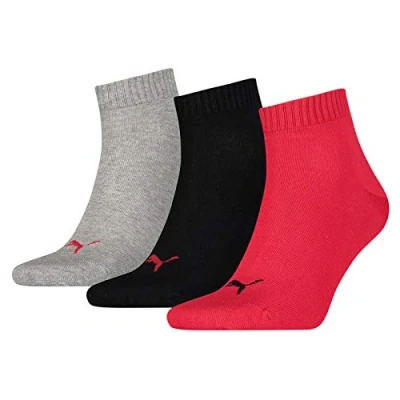Abbildung von PUMA Unisex Plain Quarter Socken, Schwarz / Rot, 47 49 EU