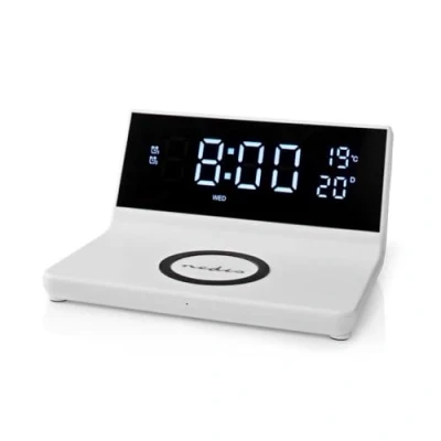 Abbildung von Nedis Wecker Kabelloses Ladegreät Qi Zertifiziert 5/7.5/10 / 15 W USB A Stecker Nachtlicht 2 Alarmzeiten Snooze Funktion