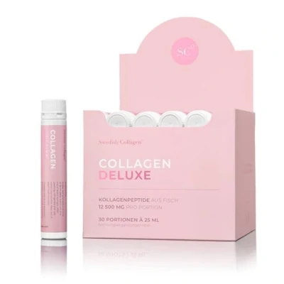 Abbildung von Swedish Collagen Deluxe Shots, 30x25ml flüssige Kollagenergänzung 12.500 mg Meereskollagen mit Hyaluronsäure, Vitaminen &amp; Mineralien für Haare, Haut und Nägel (30)