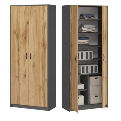 Abbildung von Home Collective Mehrzweckschrank Kleiderschrank Regal 74cm breit 180cm hoch Aktenschrank mit 6 Einlegeböden, Extra Fach,