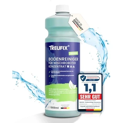 Abbildung von Treufix Bodenreiniger für Wischroboter Reinigungsmittel Konzentrat 1L Kompatibel mit allen Wisch &amp; Saugroboter Nass Funktion streifenfreie und schaumarme Sauberkeit Made in DE