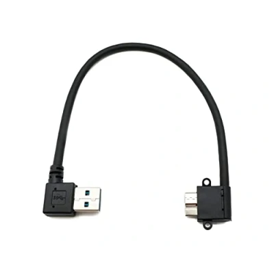 Abbildung von System S USB 3.0 Kabel 25 cm Micro B Stecker zu Typ A Winkel in Schwarz