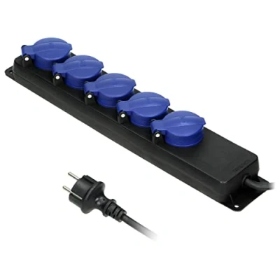 Abbildung von Miratic Mehrfachsteckdose Außen IP44 5 Steckdosen 2P+Z IP44, Gummikabel, H05RR F 3x1,5mm² (5 m)