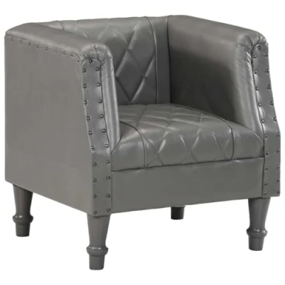 Abbildung von vidaXL Sessel Vintage Clubsessel Cocktailsessel Loungesessel Armsessel Ledersessel Polstersessel Relaxsessel TV Grau Echtes Ziegenleder