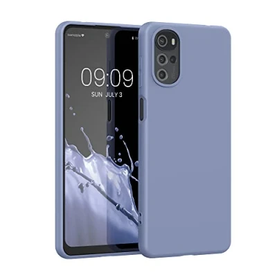 Abbildung von kwmobile Hülle kompatibel mit Motorola Moto G22 weiches TPU Silikon Case Cover geeignet für kabelloses Laden Lavendelgrau