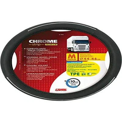 Abbildung von Lampa LKW Lenkradschoner Chrome Strip Premium schwarz 44/46 cm