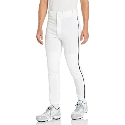 Abbildung von Mizuno Premier Baseballhose für Erwachsene, mit Paspelierung, Herren, Piped Pant, Weiß/Marineblau, Medium
