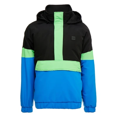 Abbildung von Urban Classics TONE MIX PULL OVER Übergangsjacke, Herren, Größe: XS, Black/cobaltblue/neongreen