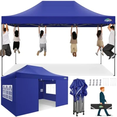 Abbildung von COBIZI Pavillon 3x4,5 wasserdicht stabil Winterfest 3.0, Faltpavillon Partyzelt, Gartenpavillon UV Schutz mit 4 Seitenteilen Festival Partyzelt Sonnenschutz Pavillon, Dunkelblau