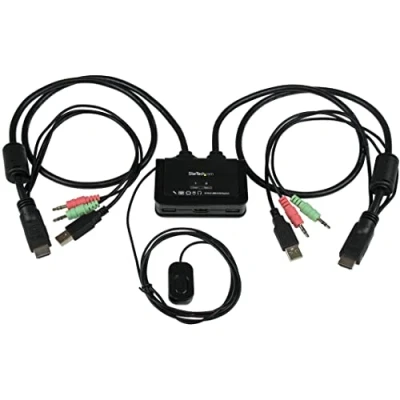 Abbildung von StarTech.com 2 Port USB HDMI KVM Switch mit Audio und Fernschalter Desktop Umschalter Powered 1920x1200