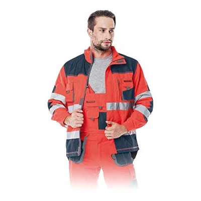 Abbildung von Leber &amp; Hollman Herren Schutzjacke LH FMN J, 100% Polyester 270 g/m2, Hochkragen, Reißverschluss und Klettverschlüsse, verlängerte Rückenpartie, Lüftung