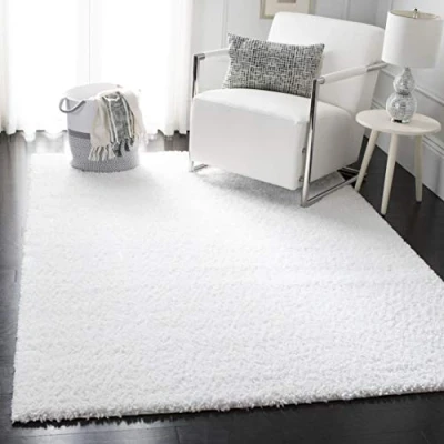 Abbildung von SAFAVIEH Zottelig Teppich für Wohnzimmer, Esszimmer, Schlafzimmer August Shag Collection, Kurzer Flor, Weiss, 244 X 305 cm