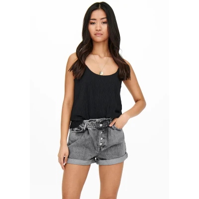 Abbildung von ONLY Onlcuba LIFE Paperbag DNM NOOS Jeans Shorts, Damen, Größe: Large, Grey denim