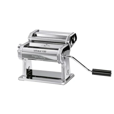 Abbildung von Küchenprofi Nudelmaschine manuell VITALE für 7 Teigstärken aus rostfreiem Edelstahl Lasagneplatten, Tagliatelle und mehr inkl. Pastaschneider, 3 Aufsätze Motor separat erhältlich