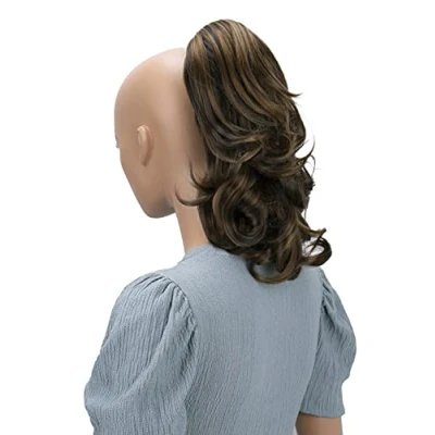 Abbildung von CAISHA 35cm Haarteil Helena Zopf Haarverlängerung mit Butterflyklammer Voluminös Gewellt Braun Mix H90