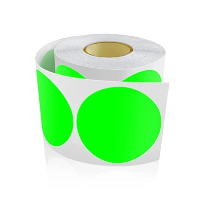 Abbildung von 500 Stk Runde Aufkleber Stickers 50mm Farbkodierung Kreis Etiketten Rolle Markierungspunkte Fluoreszierende Grün