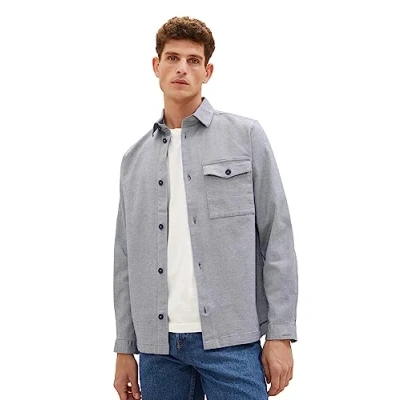 Abbildung von TOM Tailor MIT Brusttasche Leichte Jacke, Herren, Größe: XL, White navy zig zag structure