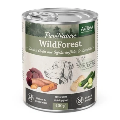 Abbildung von AniForte Hundefutter Nass WildForest 6 x 400g Nassfutter für Hunde, Frisches Wildfleisch mit Gemüse &amp; Früchten, Natürliches Hundenassfutter getreidefrei glutenfrei