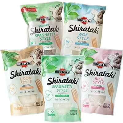 Abbildung von Miyata Shirataki Mischkarton mit 5 verschiedenen Sorten, Nudeln aus Konjakmehl, 1er Pack (1 x 1350 g)