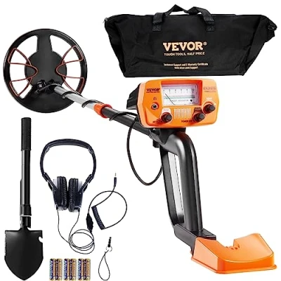 Abbildung von VEVOR Metalldetektor Kit für Erwachsene Multifunktionaler Profi Detektor mit 2 Modi Metallsuchgerät wasserdichte 20,3cm Spule Größere Tiefe, Schaufel und Tragetasche