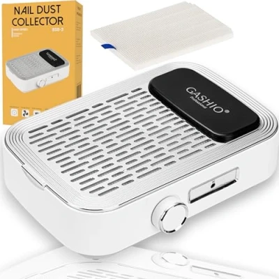 Abbildung von GASHIO® Nagelstaubabsauger Professioneller 80W Leistungsregulierung Nagel Staubsauger für Acrylnägel, Gelnägel,Leistungsstarker Nagelsauger Maniküre Pediküre Weiß HEPA Wiederverwendbar Filter