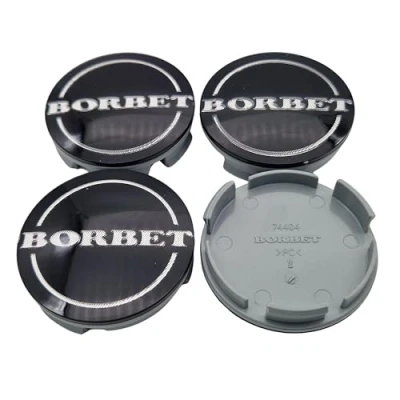 Abbildung von Borbet Nabendeckel 55mm / 56mm Felgendeckel 74404 Nabenkappe Schwarz Glanz Silber Original Center Cap (4)