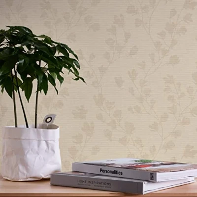 Abbildung von A.S. Création Vliestapete &quot;Nara Blätterranke&quot;, matt gemustert neutral, Tapete Natur Tapeten Wohnzimmer Schlafzimmer Küche modern Design Optik