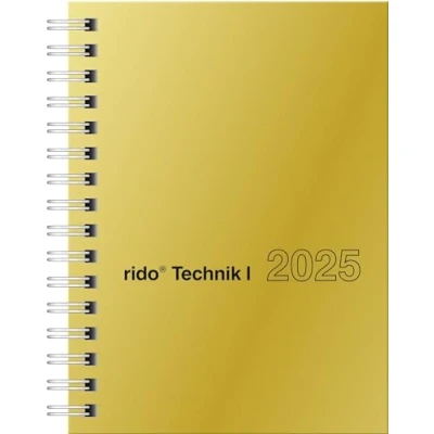 Abbildung von rido/idé Taschenkalender Modell perfect/Technik I (2025), 2 Seiten = 1 Woche, A6, 160 Seiten, Glanzkarton Einband, goldfarben