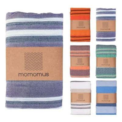 Abbildung von MOMOMUS Picknickdecke XXL für den Strand Faltbar, Groß und Mit Fransen Strandmatte/Stranddecke Sandfrei Picknicks oder Leichte Campingdecke Lila, 210x240 cm