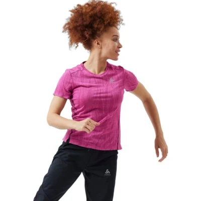 Abbildung von Odlo Damen T shirt Crew Neck S/S Zeroweight Engineered Chill tec Shirt, Festival Fuchsia Melange, XS EU