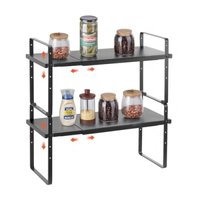 Abbildung von VEVOR 2 stufiges Gewürzregal Schrank Organizer Thekenregal Lagerregal Schwarz