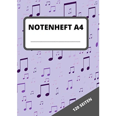 Abbildung von Notenheft A4: Notizbuch mit Notenlinien Schreibheft für Musiker, die Gitarre oder Klavier spielen lernen Geschenkidee Musikschüler Musiklehrer