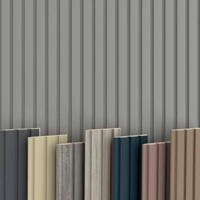 Abbildung von Hexim Wanddekoobjekt Beats De Luxe Sandgrey (Beats Lamellen 2,75m MDF Lamellenwand Wandpaneele Lamellenverkleidung Wandverkleidung Akusiktpaneele Holzpaneele Natur Holz (4 Paneele &amp; Zubehör, Sandgrey)