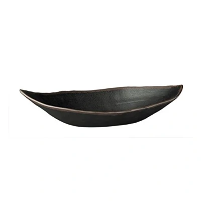 Abbildung von APS 84101 Blattschale MARONE, 36 x 19 cm, Höhe 8 Melamin, schwarz mit braunem Rand